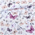 Purple butterfly na bielom - cotton fabric