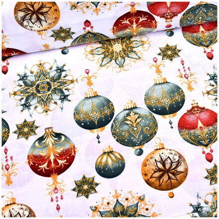 Ornamentálne gule na bielom - cotton fabric Ornamentálne gule na bielom - cotton fabric