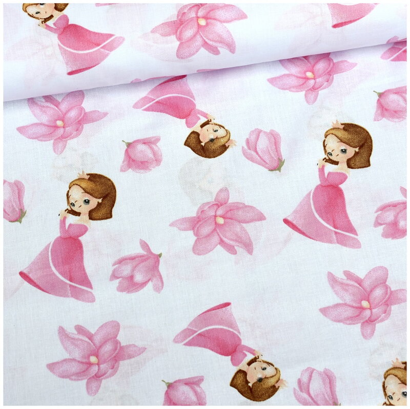 Princess rose na bielom - cotton fabric